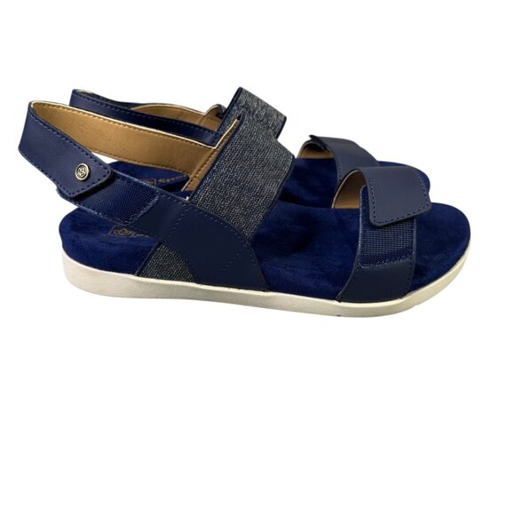 Spenco Sanabel Sandals Womens 8 Blue Suede Orthotic Adjustable Strappy Comfort - Picture 4 of 11